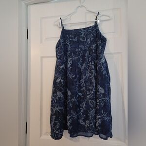 Lucky Brand Womens Size L Foral Blue Sleeveless  Mini Dress